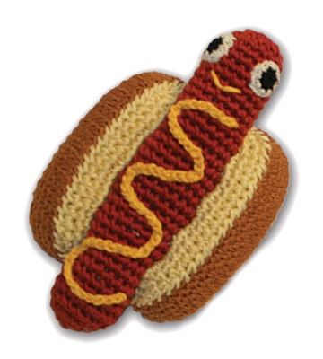 Knit Knacks Hot Dog Organic Cotton Small Dog Toy